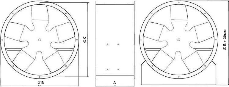Габаритные размеры вентиляторов ВОК на 220В