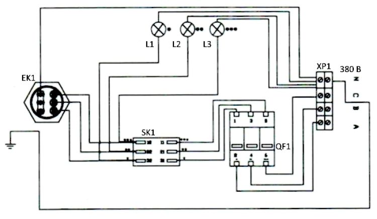 Схема подключения котлов ЕВРОТОП-М-6-220/380 на 380В