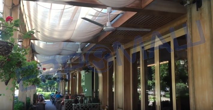 Применение потолочных вентиляторов MP-1 на летней веранде ресторана