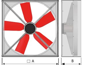 Габаритные размеры вентиляторов ВО серии КЛИМАТ в исполнении "без пластины"