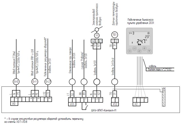 электрическая схема соединений САУ к УПКП