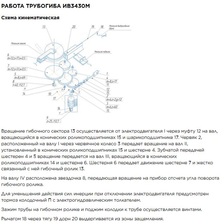 Принцип работы трубогибочной машины ИВ-3430М